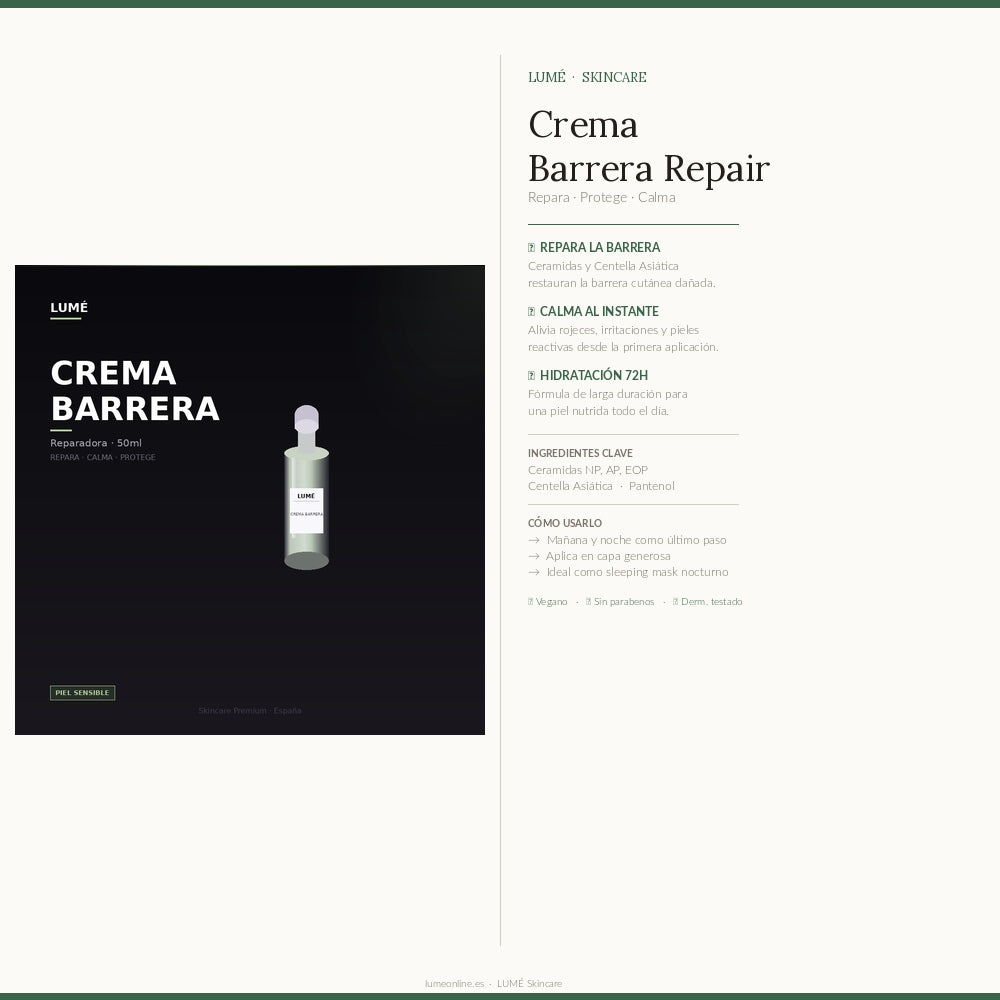 LUMÉ Crema Barrera - Beneficios e ingredientes