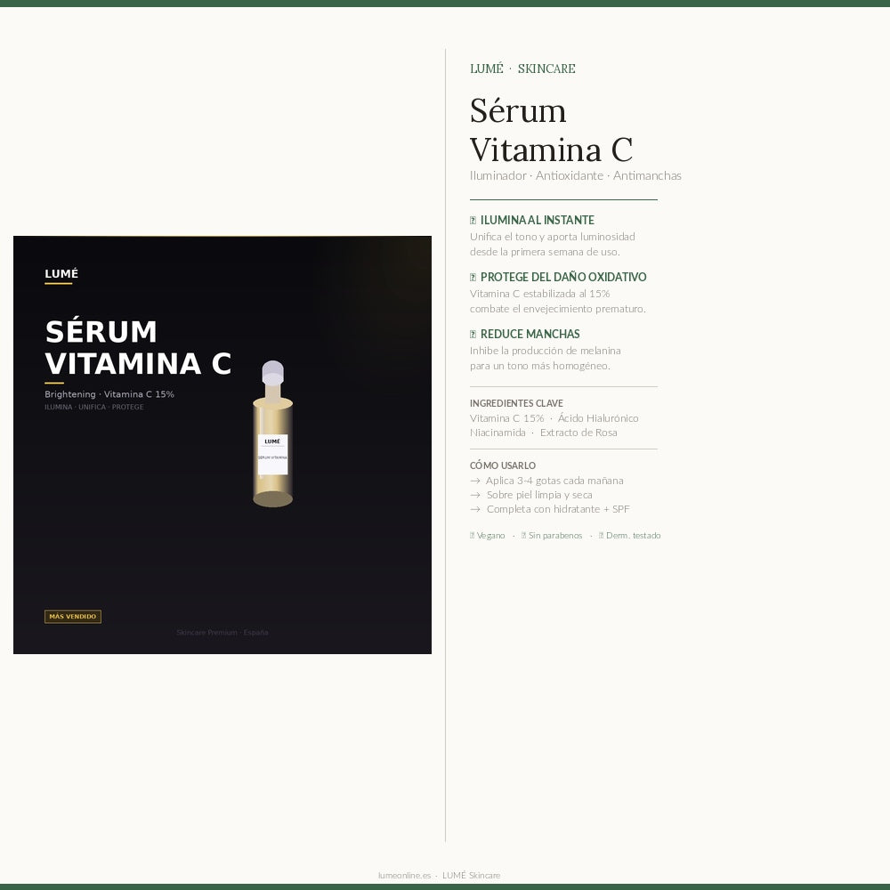 LUMÉ Sérum Vitamina C - Beneficios e ingredientes